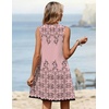 Zeagoo Summer Dresses for Women 2026 Sleeveless Dress V Neck Tank Dress Pleated Floral Tshirt Sundresses with Pockets(Pink Print)