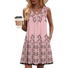 Zeagoo Summer Dresses for Women 2026 Sleeveless Dress V Neck Tank Dress Pleated Floral Tshirt Sundresses with Pockets(Pink Print)
