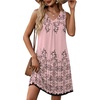 Zeagoo Summer Dresses for Women 2026 Sleeveless Dress V Neck Tank Dress Pleated Floral Tshirt Sundresses with Pockets(Pink Print)