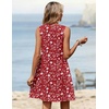 Zeagoo Summer Dresses for Women 2026 Sleeveless Dress V Neck Tank Dress Pleated Floral Tshirt Sundresses with Pockets(Red-floral)