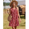 Zeagoo Summer Dresses for Women 2026 Sleeveless Dress V Neck Tank Dress Pleated Floral Tshirt Sundresses with Pockets(Red-floral)