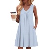 Zeagoo Summer Dresses for Women 2026 Sleeveless Dress V Neck Tank Dress Pleated Floral Tshirt Sundresses with Pockets(Tw399)