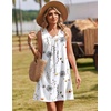 Zeagoo Summer Dresses for Women 2026 Sleeveless Dress V Neck Tank Dress Pleated Floral Tshirt Sundresses with Pockets(White Floral)