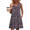 Zeagoo Summer Dresses for Women 2026 Sleeveless Dress V Neck Tank Dress Pleated Floral Tshirt Sundresses with Pockets(Xh377)