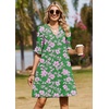 Zeagoo Summer Dresses for Women 2026 V Neck Ruffle Sleeve Loose Shift Dress Hawaiian Sundress Beach Vacation Clothes(A01-green Floral)