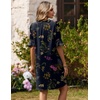 Zeagoo Summer Dresses for Women 2026 V Neck Ruffle Sleeve Loose Shift Dress Hawaiian Sundress Beach Vacation Clothes(Black Floral)