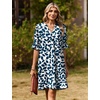 Zeagoo Summer Dresses for Women 2026 V Neck Ruffle Sleeve Loose Shift Dress Hawaiian Sundress Beach Vacation Clothes(Blue Leaves)