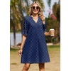 Zeagoo Summer Dresses for Women 2026 V Neck Ruffle Sleeve Loose Shift Dress Hawaiian Sundress Beach Vacation Clothes(Blue Polka Dots)