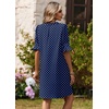 Zeagoo Summer Dresses for Women 2026 V Neck Ruffle Sleeve Loose Shift Dress Hawaiian Sundress Beach Vacation Clothes(Blue Polka Dots)