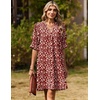 Zeagoo Summer Dresses for Women 2026 V Neck Ruffle Sleeve Loose Shift Dress Hawaiian Sundress Beach Vacation Clothes(Dark Red Floral)