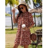 Zeagoo Summer Dresses for Women 2026 V Neck Ruffle Sleeve Loose Shift Dress Hawaiian Sundress Beach Vacation Clothes(Dark Red Floral)