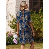 Zeagoo Summer Dresses for Women 2026 V Neck Ruffle Sleeve Loose Shift Dress Hawaiian Sundress Beach Vacation Clothes(Deep Blue Ethnic Floral)