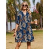 Zeagoo Summer Dresses for Women 2026 V Neck Ruffle Sleeve Loose Shift Dress Hawaiian Sundress Beach Vacation Clothes(Deep Blue Ethnic Floral)