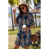 Zeagoo Summer Dresses for Women 2026 V Neck Ruffle Sleeve Loose Shift Dress Hawaiian Sundress Beach Vacation Clothes(Deep Blue Ethnic Floral)