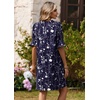 Zeagoo Summer Dresses for Women 2026 V Neck Ruffle Sleeve Loose Shift Dress Hawaiian Sundress Beach Vacation Clothes(Deep Blue Floral)