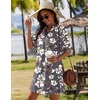 Zeagoo Summer Dresses for Women 2026 V Neck Ruffle Sleeve Loose Shift Dress Hawaiian Sundress Beach Vacation Clothes(Gray Floral)