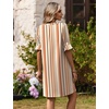 Zeagoo Summer Dresses for Women 2026 V Neck Ruffle Sleeve Loose Shift Dress Hawaiian Sundress Beach Vacation Clothes(Khaki Vertical Stripes)