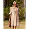 Zeagoo Summer Dresses for Women 2026 V Neck Ruffle Sleeve Loose Shift Dress Hawaiian Sundress Beach Vacation Clothes(Khaki Vertical Stripes)