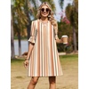 Zeagoo Summer Dresses for Women 2026 V Neck Ruffle Sleeve Loose Shift Dress Hawaiian Sundress Beach Vacation Clothes(Khaki Vertical Stripes)