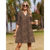 Zeagoo Summer Dresses for Women 2026 V Neck Ruffle Sleeve Loose Shift Dress Hawaiian Sundress Beach Vacation Clothes(Leopard Print)