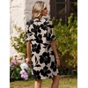 Zeagoo Summer Dresses for Women 2026 V Neck Ruffle Sleeve Loose Shift Dress Hawaiian Sundress Beach Vacation Clothes(Light Brown – Black Floral)