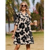Zeagoo Summer Dresses for Women 2026 V Neck Ruffle Sleeve Loose Shift Dress Hawaiian Sundress Beach Vacation Clothes(Light Brown – Black Floral)