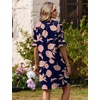 Zeagoo Summer Dresses for Women 2026 V Neck Ruffle Sleeve Loose Shift Dress Hawaiian Sundress Beach Vacation Clothes(Navy Blue – Pink Flowers)