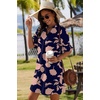 Zeagoo Summer Dresses for Women 2026 V Neck Ruffle Sleeve Loose Shift Dress Hawaiian Sundress Beach Vacation Clothes(Navy Blue – Pink Flowers)