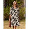 Zeagoo Summer Dresses for Women 2026 V Neck Ruffle Sleeve Loose Shift Dress Hawaiian Sundress Beach Vacation Clothes(Skin Floral)