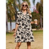 Zeagoo Summer Dresses for Women 2026 V Neck Ruffle Sleeve Loose Shift Dress Hawaiian Sundress Beach Vacation Clothes(Skin Floral)