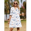 Zeagoo Summer Dresses for Women 2026 V Neck Ruffle Sleeve Loose Shift Dress Hawaiian Sundress Beach Vacation Clothes(White Floral)