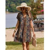 Zeagoo Summer Dresses for Women Shift Dress Casual Mini Vacation Sundress(Brown Floral)