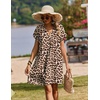 Zeagoo Summer Dresses for Women Shift Dress Casual Mini Vacation Sundress(Brown Leopard)