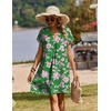 Zeagoo Summer Dresses for Women Shift Dress Casual Mini Vacation Sundress(Green Floral)