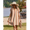 Zeagoo Summer Dresses for Women Shift Dress Casual Mini Vacation Sundress(Khaki Stripe)