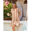 Zeagoo Summer Dresses for Women Shift Dress Casual Mini Vacation Sundress(Khaki Stripe)