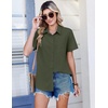 Zeagoo Summer Tops for Women Short Sleeve Button Down Shirt V Neck Blouse(Army Green)