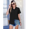 Zeagoo Summer Tops for Women Short Sleeve Button Down Shirt V Neck Blouse(Black)