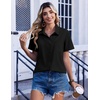 Zeagoo Summer Tops for Women Short Sleeve Button Down Shirt V Neck Blouse(Black)