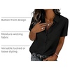 Zeagoo Summer Tops for Women Short Sleeve Button Down Shirt V Neck Blouse(Black)