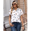 Zeagoo Summer Tops for Women Short Sleeve Button Down Shirt V Neck Blouse(Feathers White)