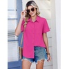Zeagoo Summer Tops for Women Short Sleeve Button Down Shirt V Neck Blouse(Hot Pink)