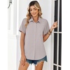 Zeagoo Summer Tops for Women Short Sleeve Button Down Shirt V Neck Blouse(Khaki)