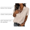 Zeagoo Summer Tops for Women Short Sleeve Button Down Shirt V Neck Blouse(Light Khaki)