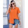 Zeagoo Summer Tops for Women Short Sleeve Button Down Shirt V Neck Blouse(Orange)