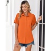 Zeagoo Summer Tops for Women Short Sleeve Button Down Shirt V Neck Blouse(Orange)