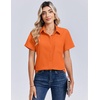 Zeagoo Summer Tops for Women Short Sleeve Button Down Shirt V Neck Blouse(Orange)
