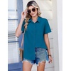 Zeagoo Summer Tops for Women Short Sleeve Button Down Shirt V Neck Blouse(Peacock Blue)