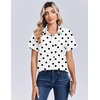 Zeagoo Summer Tops for Women Short Sleeve Button Down Shirt V Neck Blouse(Polka Dots)