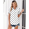 Zeagoo Summer Tops for Women Short Sleeve Button Down Shirt V Neck Blouse(Polka Dots)